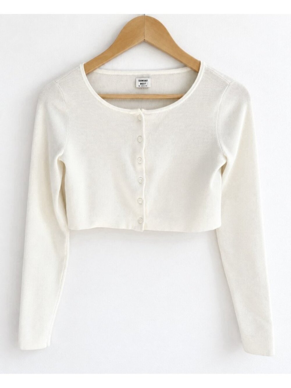Aritzia Sunday Best Izzy Cropped Button Up Cardigan Ivory Cream Women’s XS